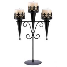 15.75" Black Medieval Triple Candle Stand